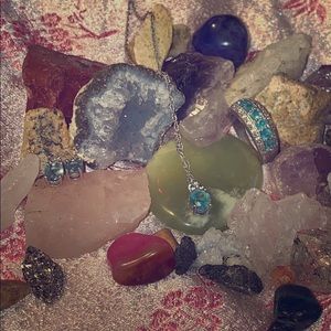 blue topaz and diamond set in sterling silver